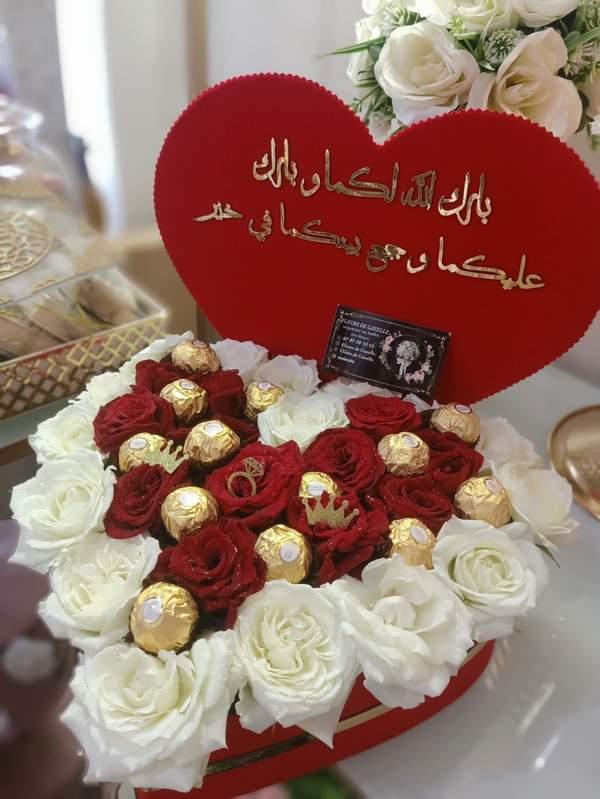 Bouquet Financier se forme de coeur avec chocolat