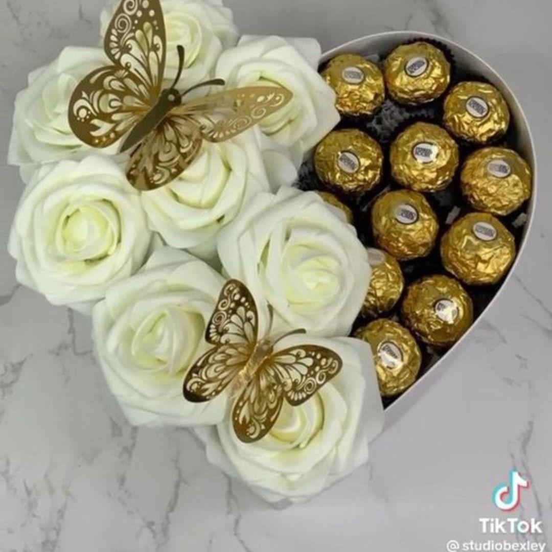 Coffret rose et chocolat Ferrero Rocher
