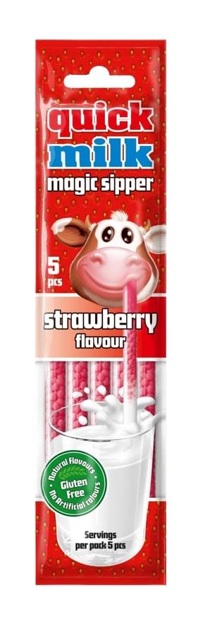 QUICK MILK 5 Pailles fraise