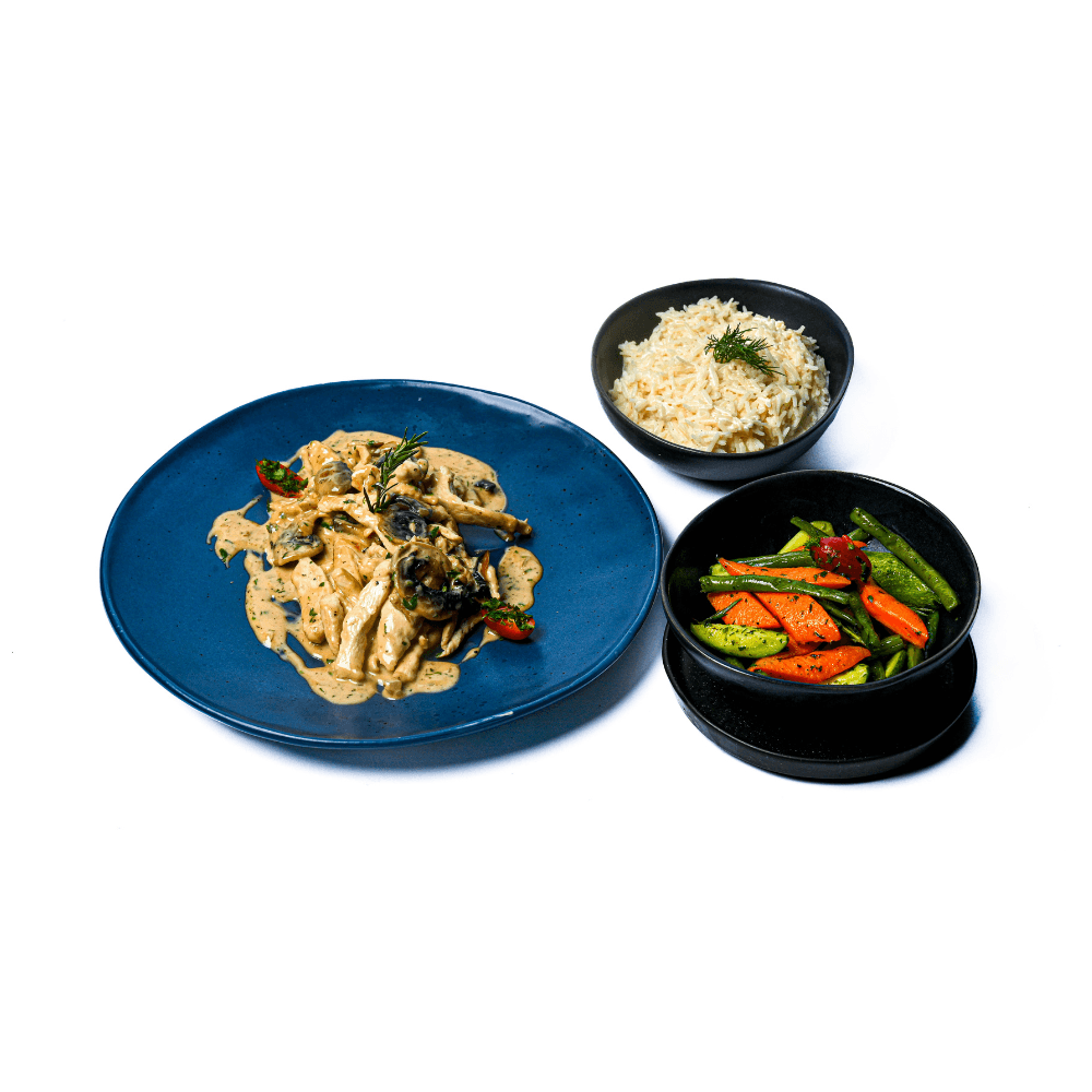 Emincé de poulet à la crème aux champignons