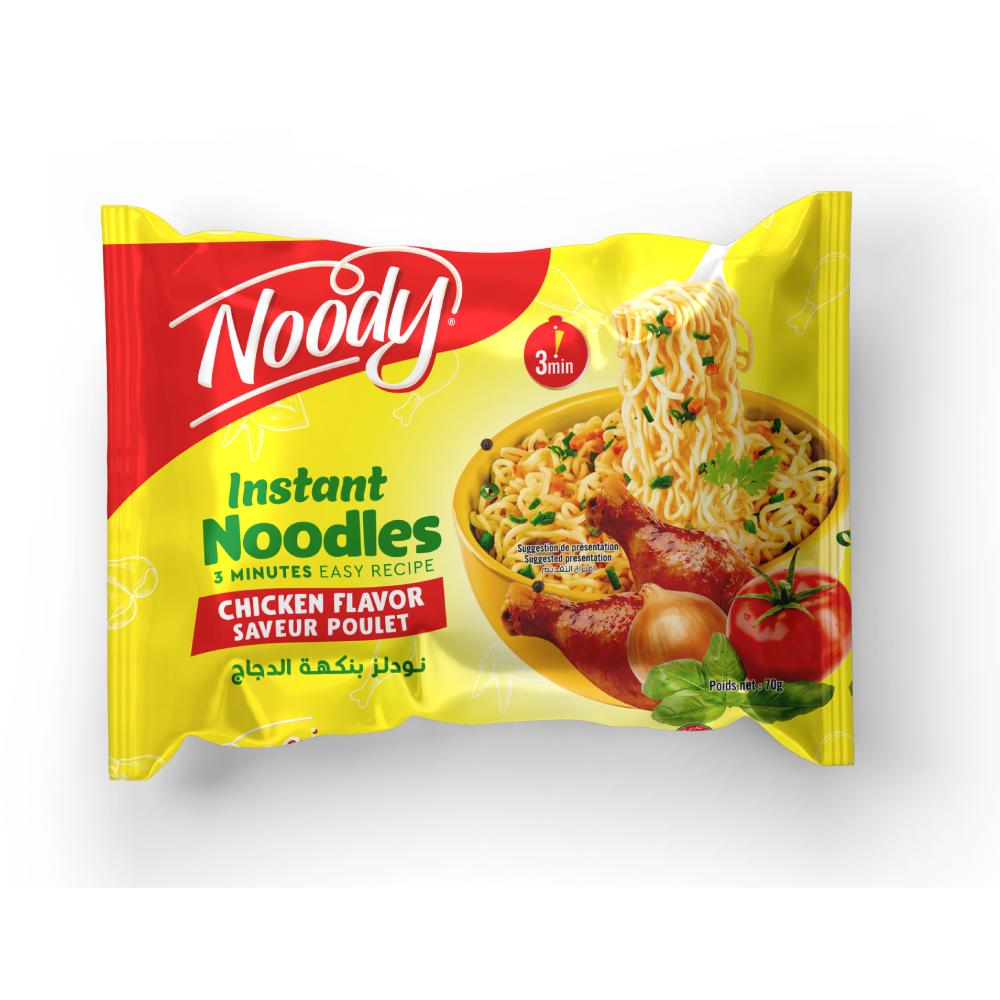 Lot nouilles saveur poulet Noody 5x70g.