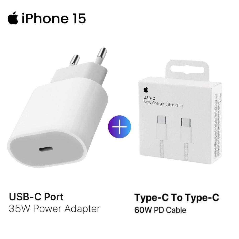 Pack Chargeur Iphone 15 : Adaptateur 35W + Cable 60W (Type C- Type C)