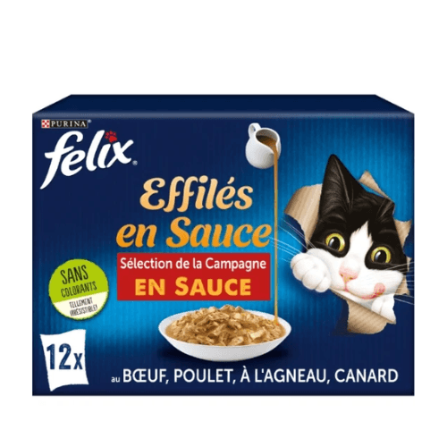 effilés en sauce au bœuf, au poulet, l'agneau & canard