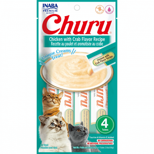 Inaba Churu Puree Cat Treat Chicken with Crab Flavour Recipe 56g