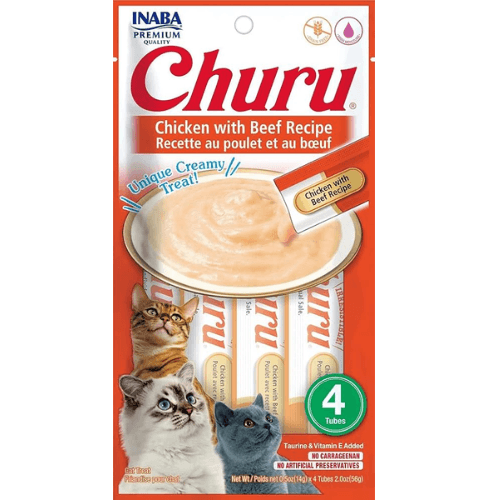 INABA Churu Chicken with Beef Recipe Natural Lickable Wet Treat for Cats
