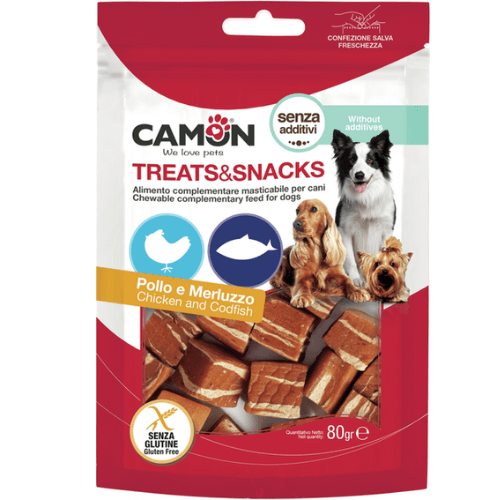 Camon treats snacks au poulet et morue 80 g