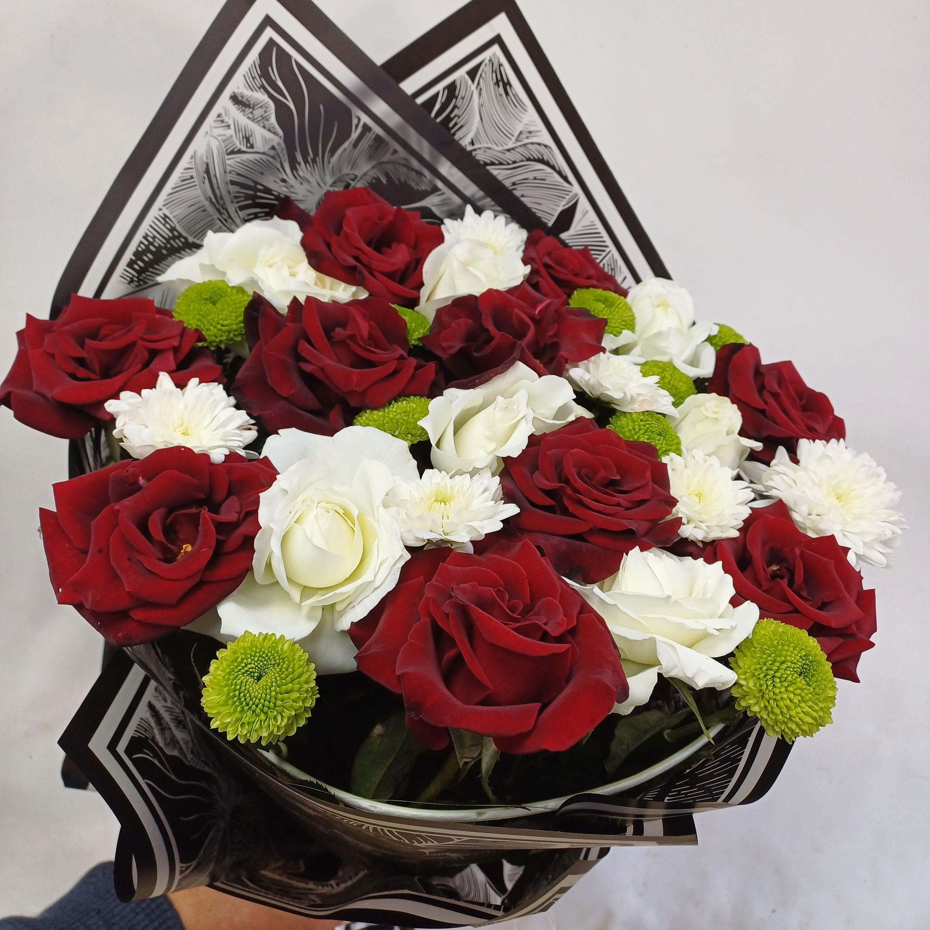 Bouquet Roses Rouges & Blanches Bl