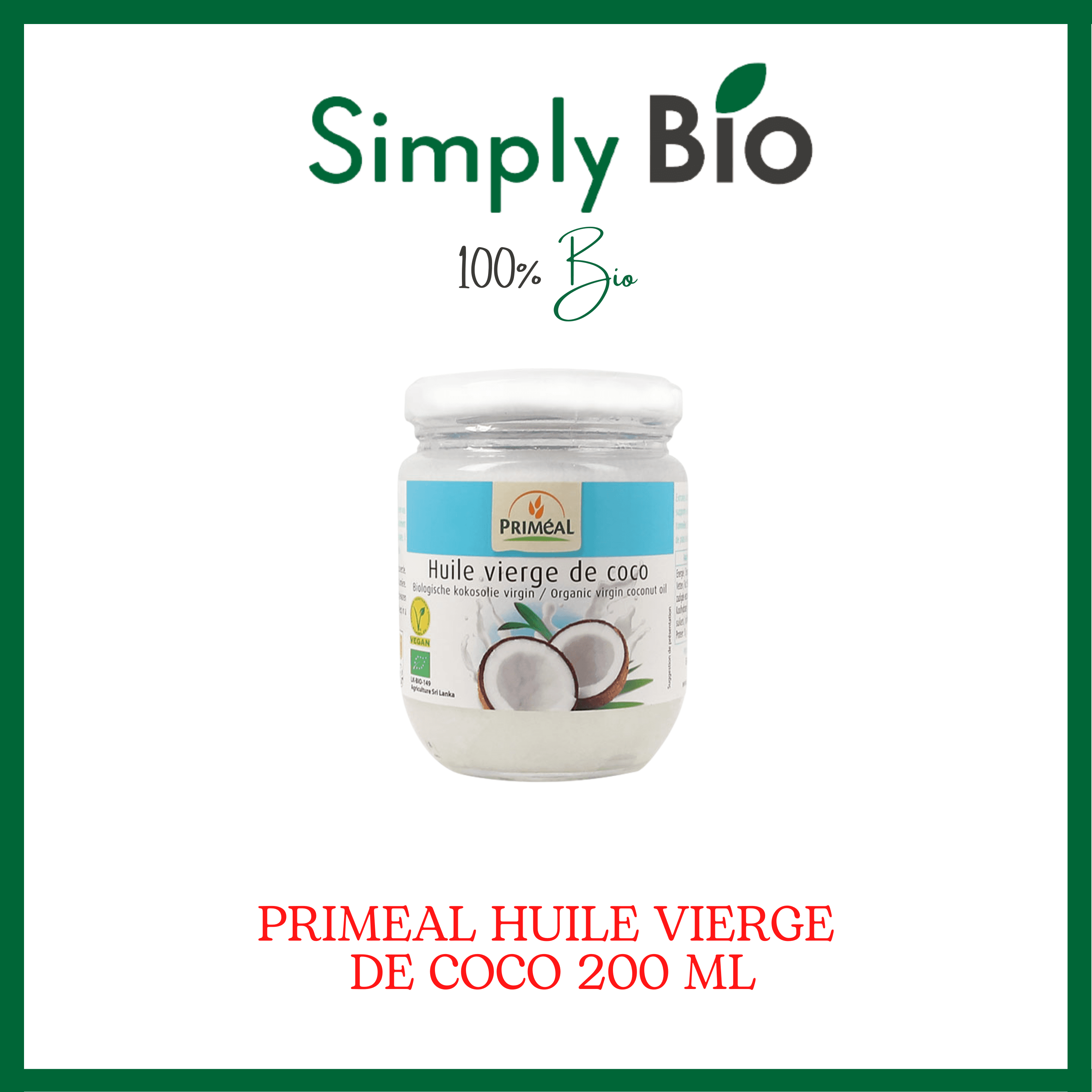 PRIMEAL HUILE VIERGE DE COCO 200 ML