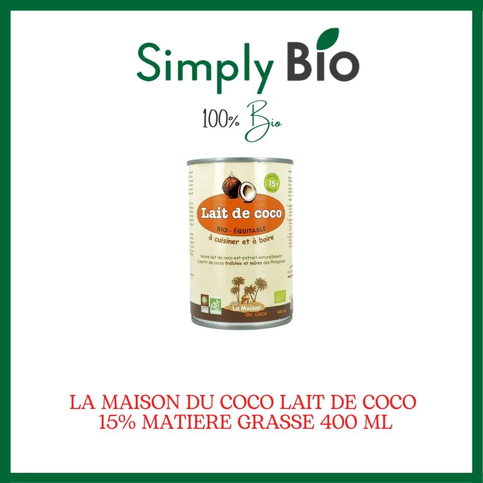 LA MAISON DU COCO LAIT DE COCO 15% MATIERE GRASSE 400 ML
