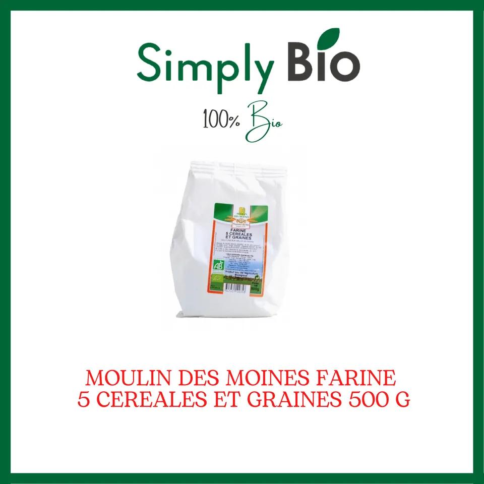 MOULIN DES MOINES FARINE 5 CEREALES ET GRAINES 500 G