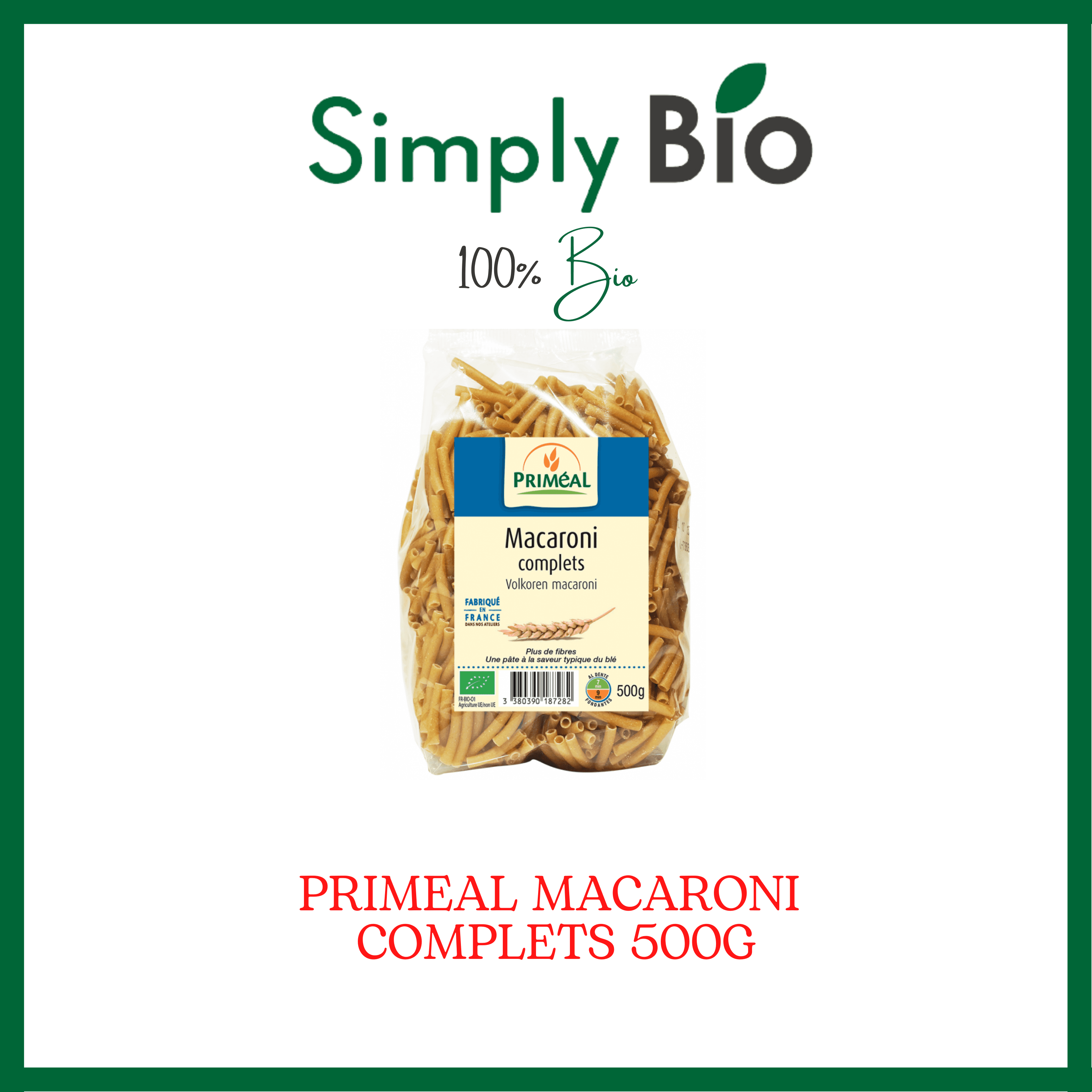 PRIMEAL MACARONI COMPLETS 500G