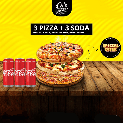 3 Pizza  + 3 Soda