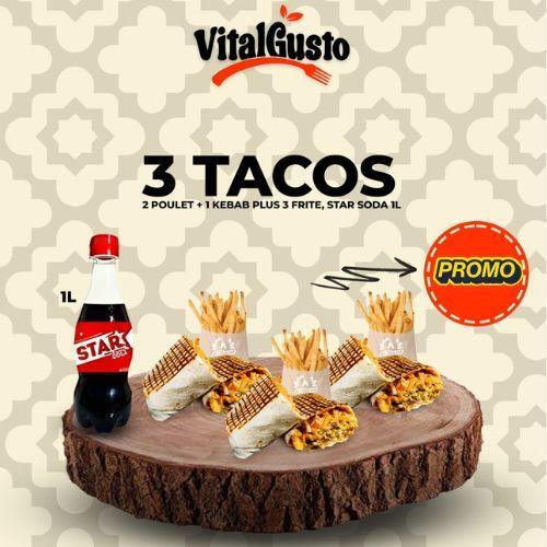 3 Tacos + 3 Frites + Boisson 1L