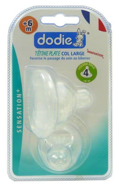 Tétine Plate Col Large +6 Mois Silicone Débit 4 Spéciale Liquide Épais