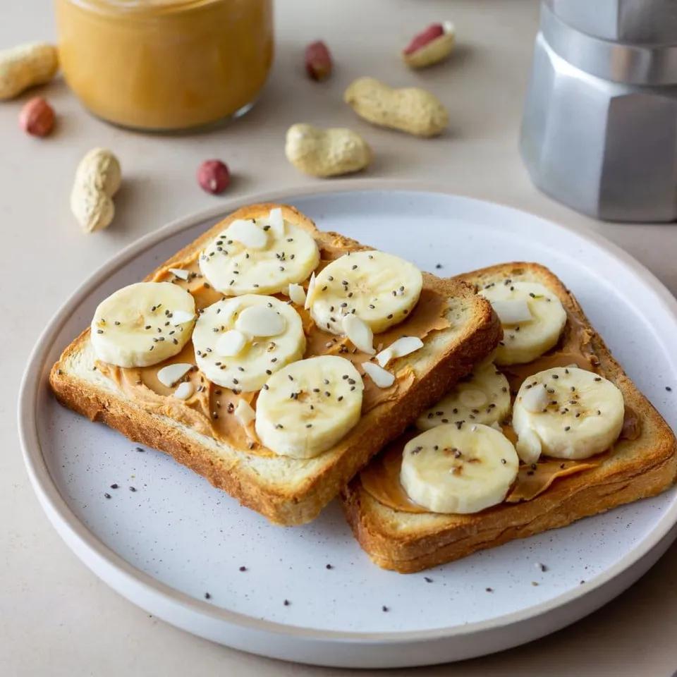 2 Tartines Banane Beurre de Cacahuétes