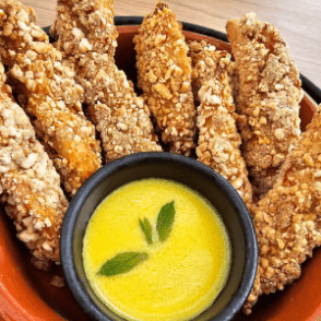 Chicken tenders panés au riz soufflé sans gluten