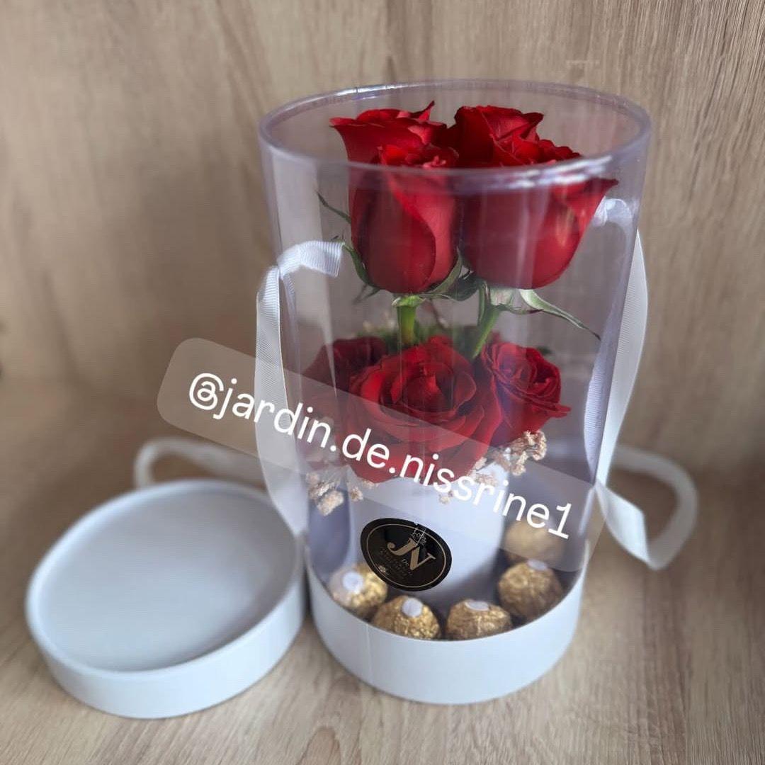 Fleurs rouge avec chocolat