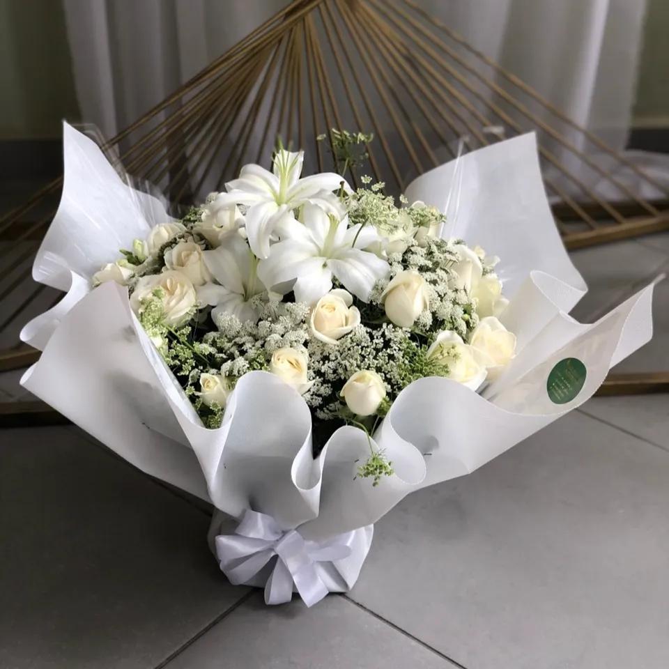 With bouquets