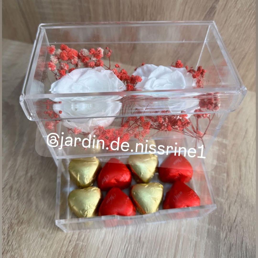 Rose éternelle blanche avec chocolat B