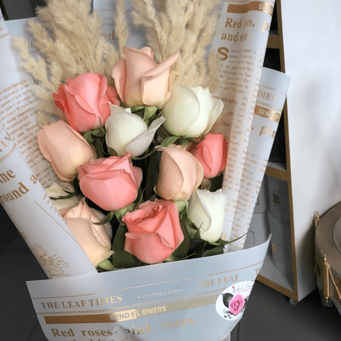 bouquet de fleurs avec pampa