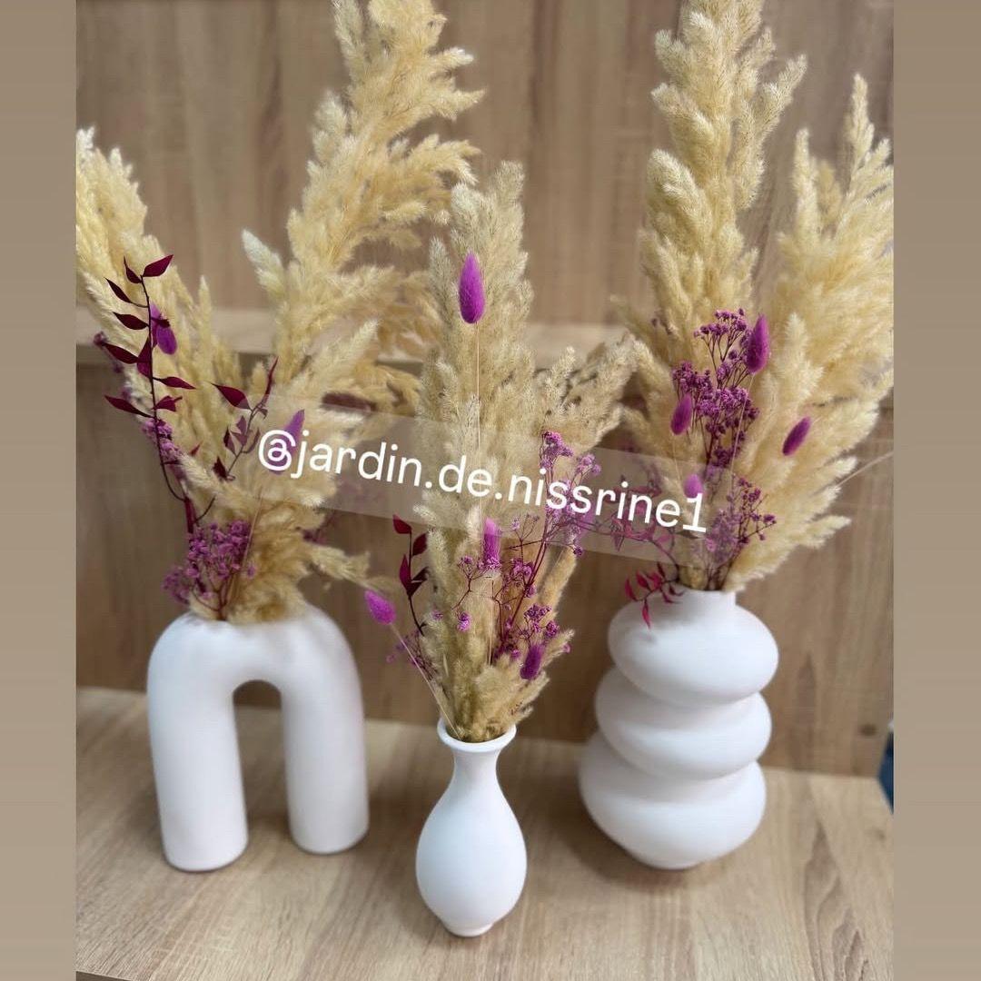 Ensemble de 3 vase avec fleurs séchée violet