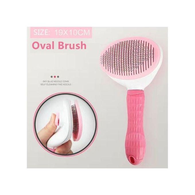 Brosse pour chat et chien, auto-nettoyante pour la perte et le toilettage avec button pratique - rose
