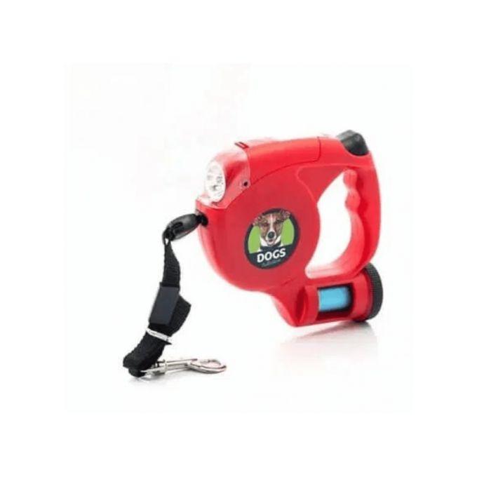 Laisse pour chien rétractable avec lampe torche led 3-en-1