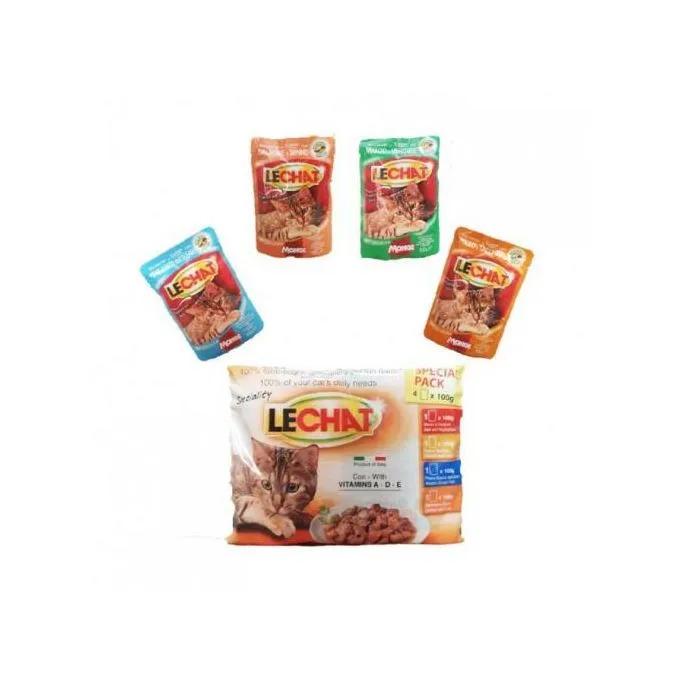 Le chat lechat pack pochons 4*100gr 4 saveurs poulet, viande, poisson, saumon