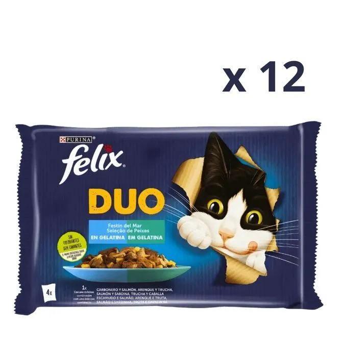 Felix purina fantastic duo poissons 4x85g repas savoureux et équilibré morceaux tendres et juteux en gelée