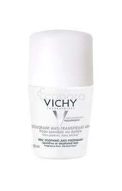 Vichy Deodorant Anti-transpirant 48h Peaux Sensibles Ou Epilees Roll-on 50ml