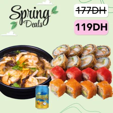 Soupe fruits de mer & assortiment E 16 Pièces
