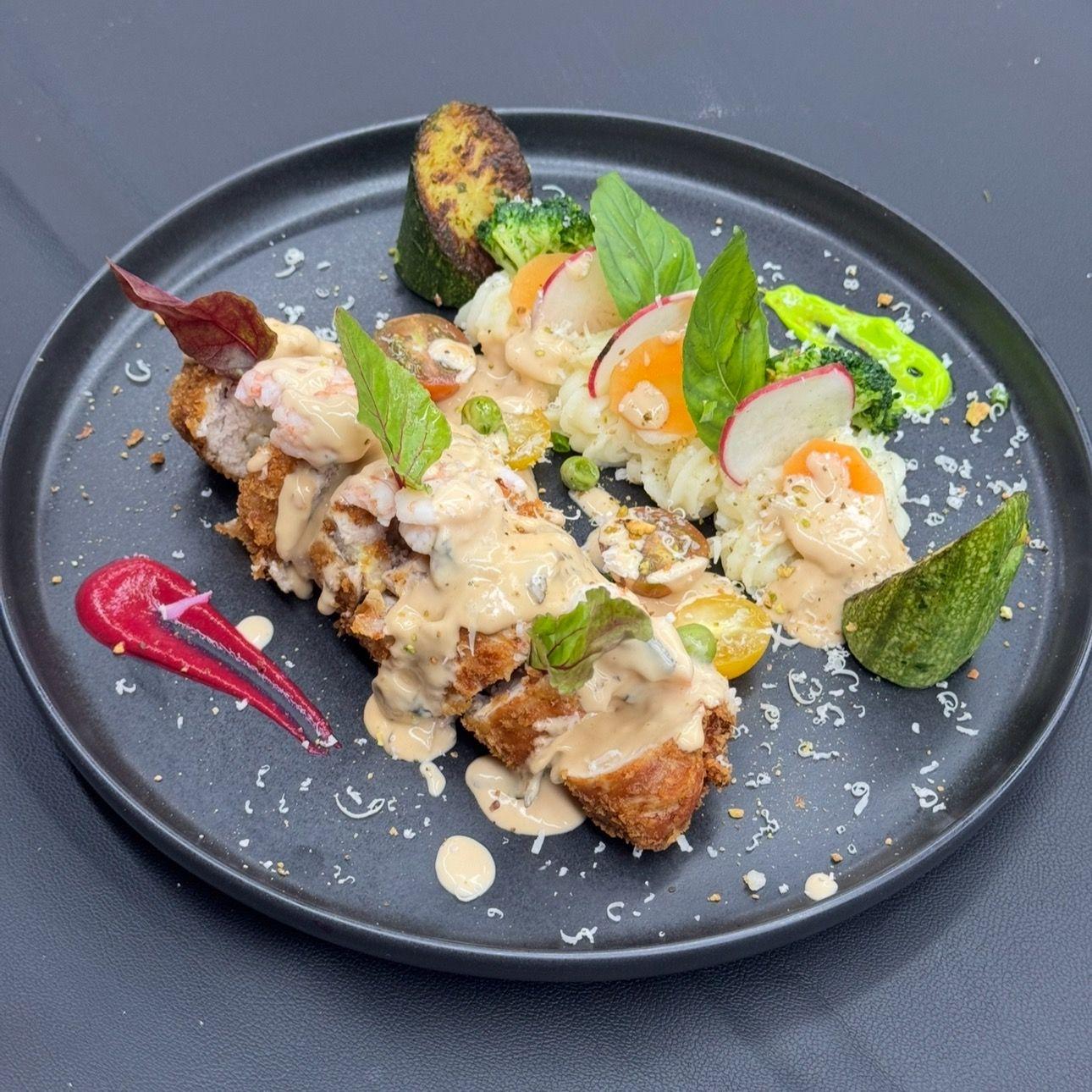 Ballotin de Poulet, Sauce aux Crevettes