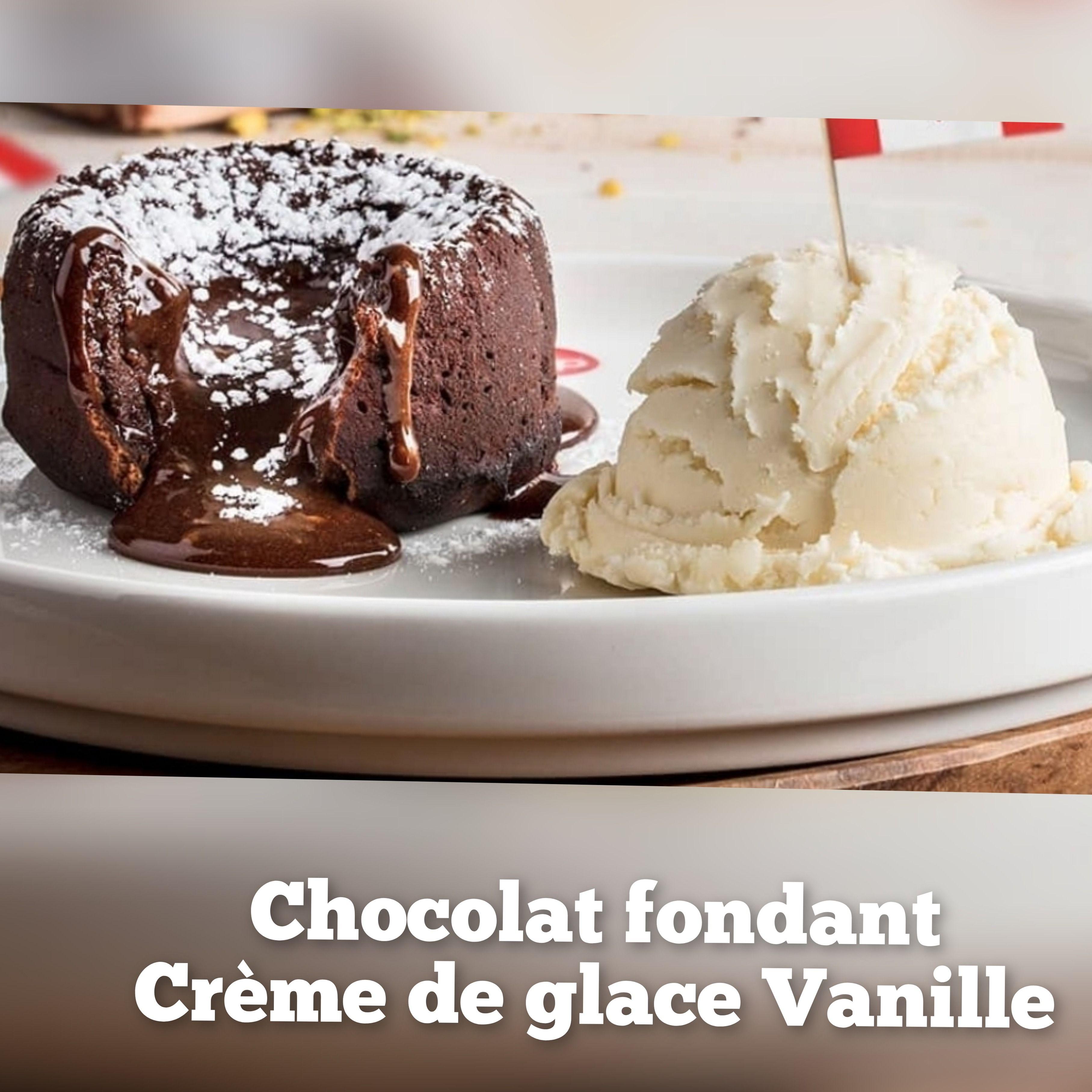 Fondant au chocolat et crème vanille