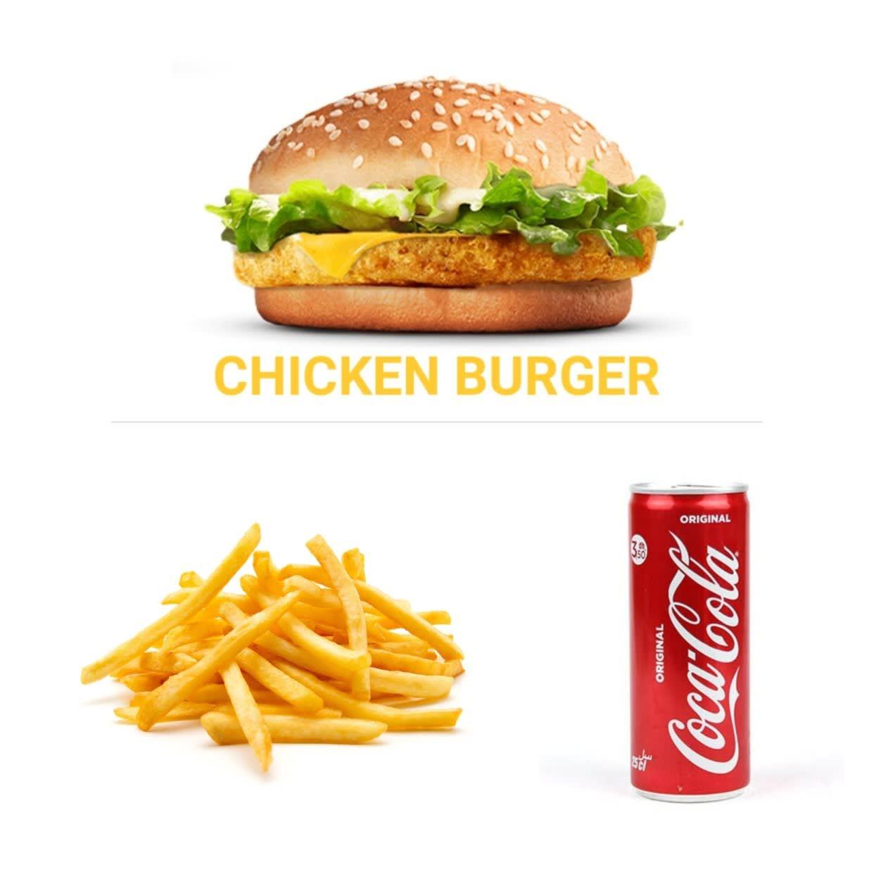 CHICKEN BURGER + FRITE + COCA