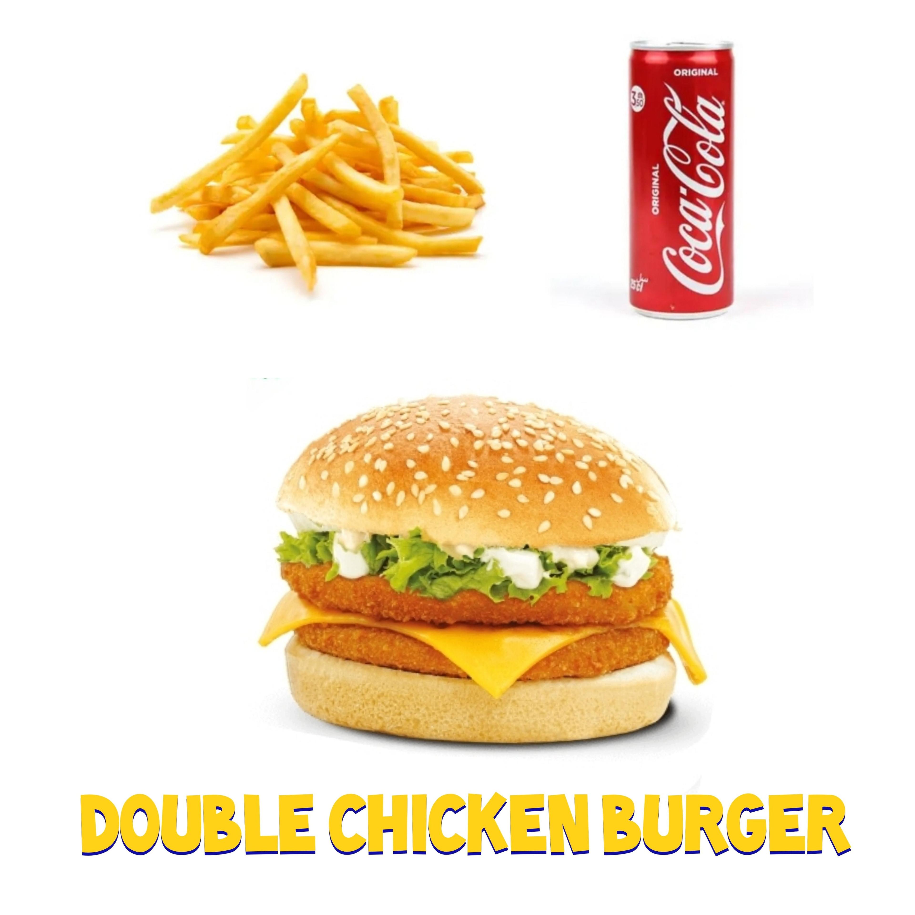 DOUBLE CHICKEN BURGER + FRITE + COCA