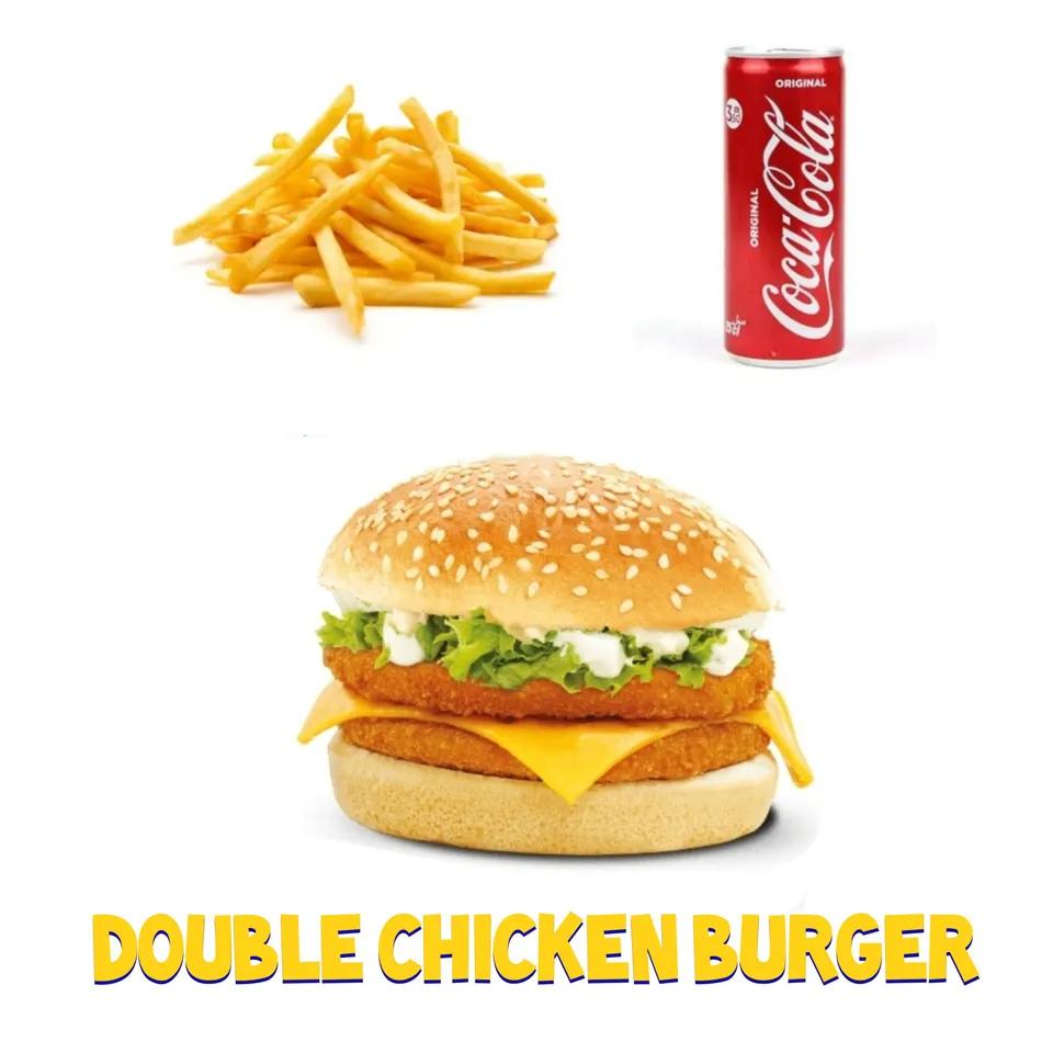 DOUBLE CHICKEN BURGER + FRITE + COCA