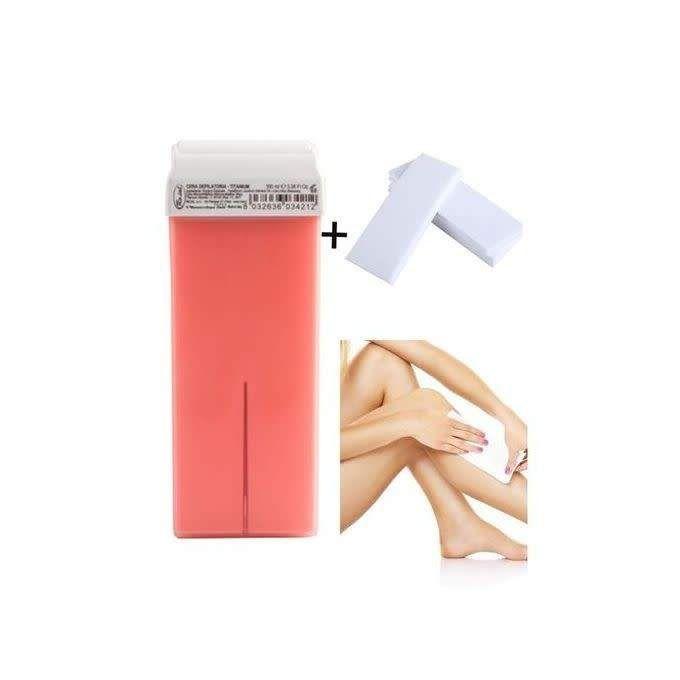 1 Cartouche De Cire Rose + 50 Bandes De Cire