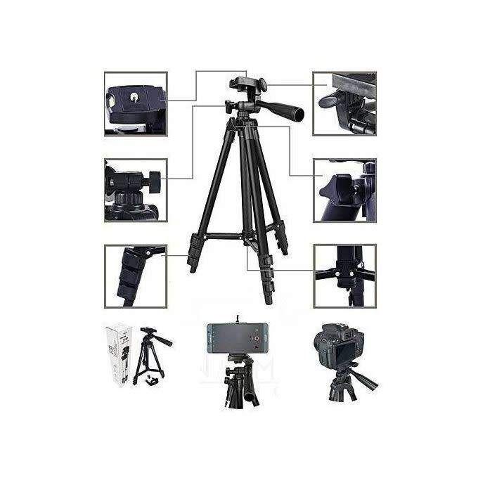 Tripod Support En Aluminium Pour Camera Et Téléphone  Noir