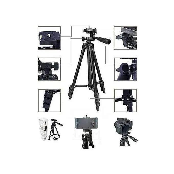 Tripod Support En Aluminium Pour Camera Et Téléphone  Noir
