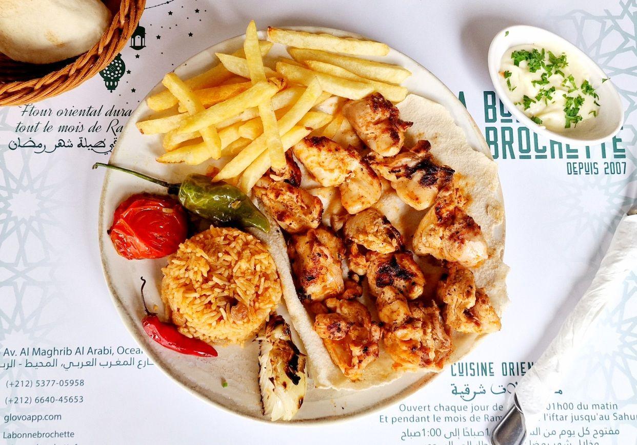 Plat brochettes cuisse de poulet