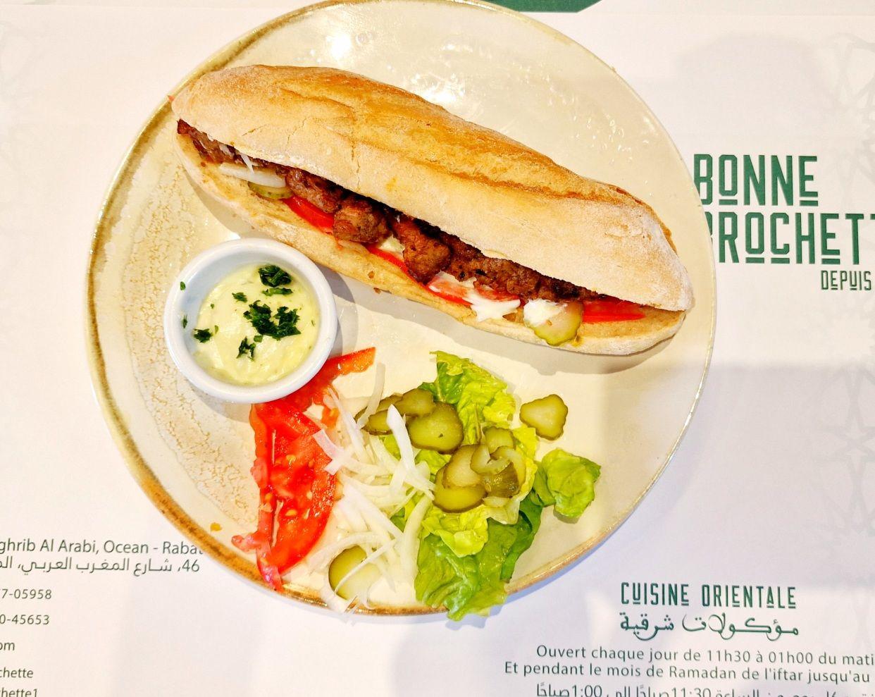 Sandwich brochettes viande (veau)