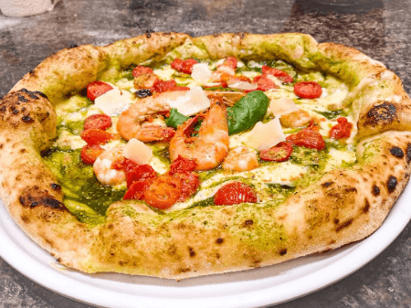 Pizza Gamberi Pesto