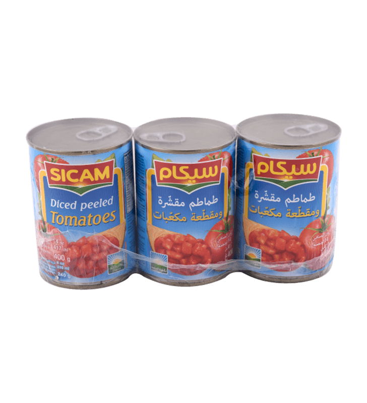 Sicam Tomates Pelees En Cubes Lot De 3*400g