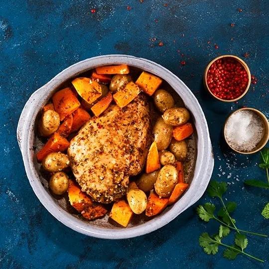 Rôti de dinde aux légumes de saison