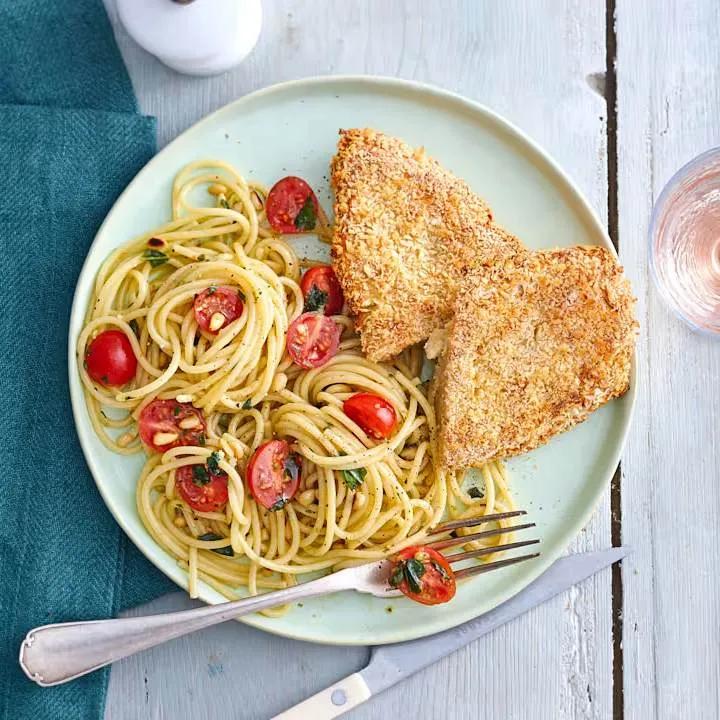 Escalope Pané au Spaghetti