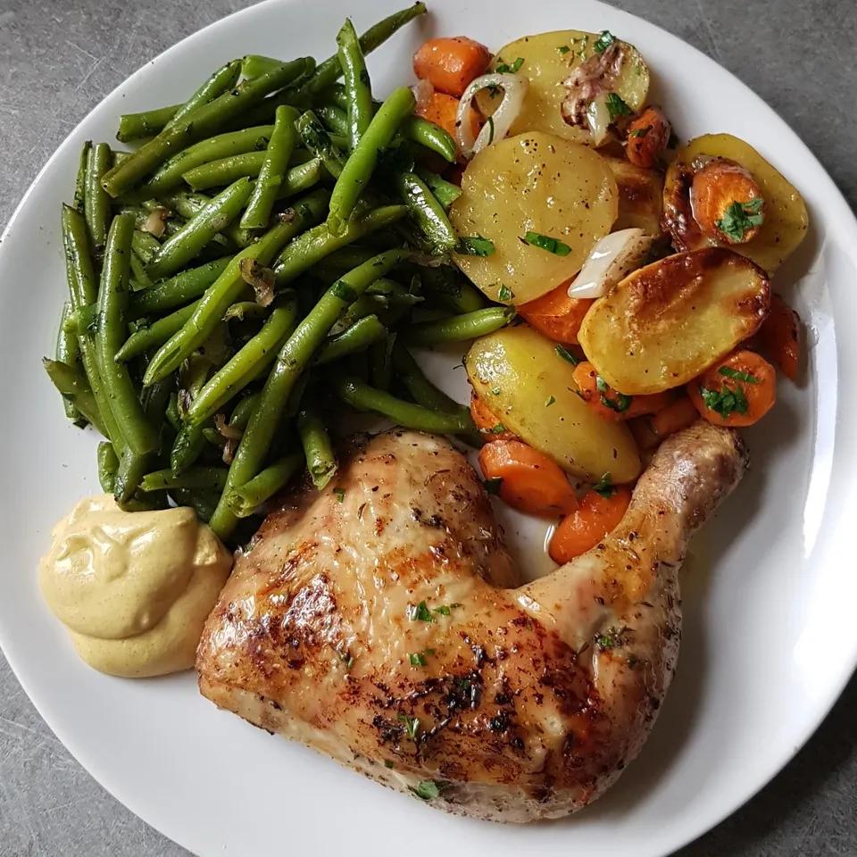 Cuisse de Poulet rôti aux légumes sautés