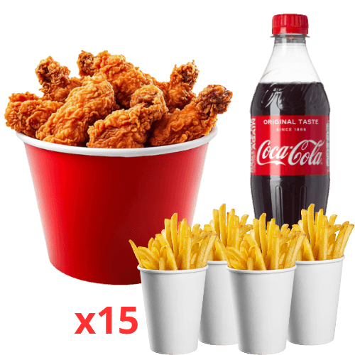 15 Pilons + Boisson 1 L + Frites + Sauce