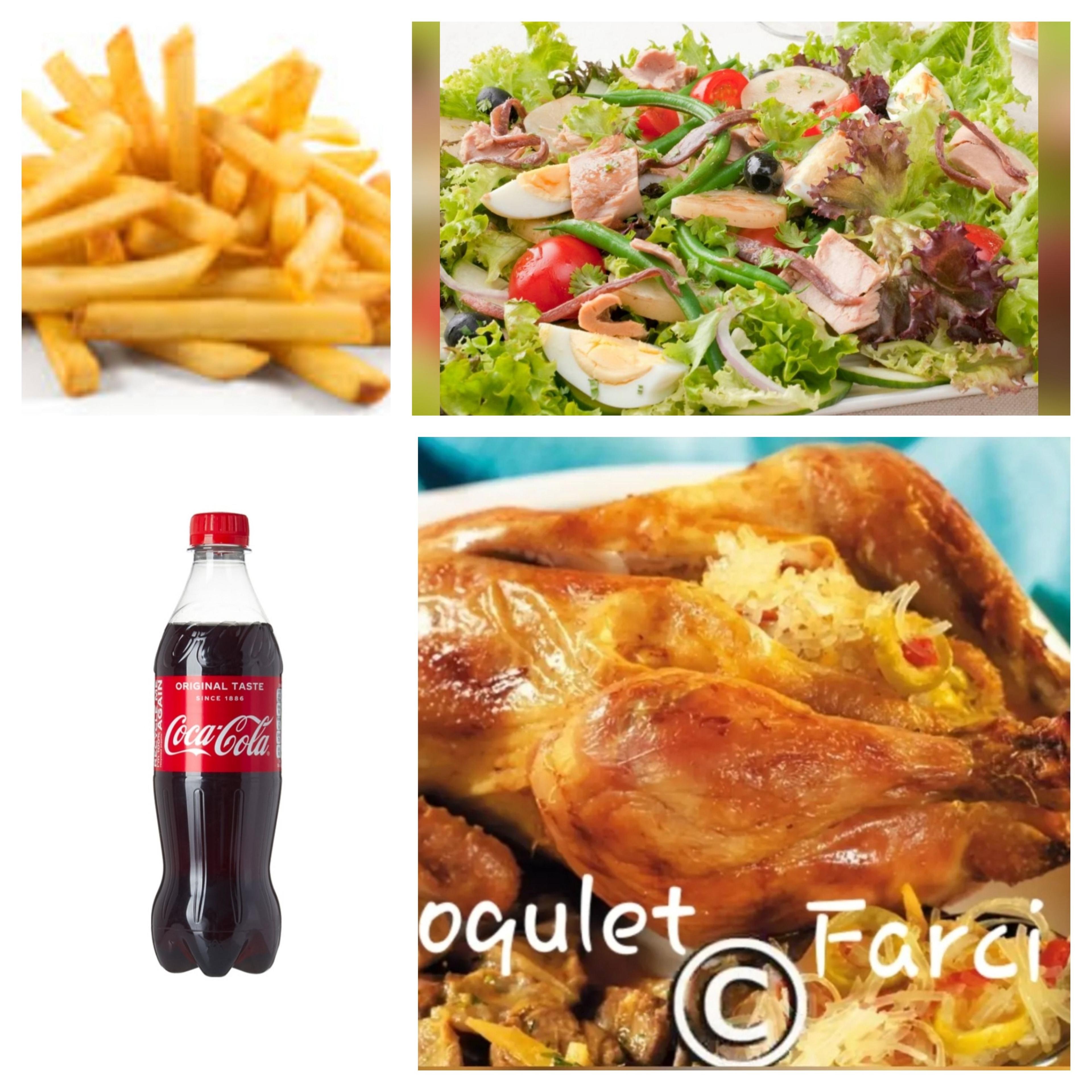 Coquelet Farci + Salade variée +Coca