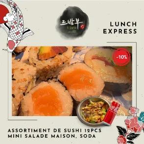 Assortiment de sushi 12 pcs + Mini salade maison + Soda