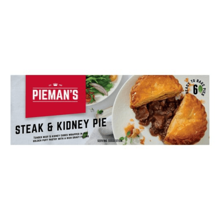 Piemans Frozen Steak and Kidney Pies 6 Pack